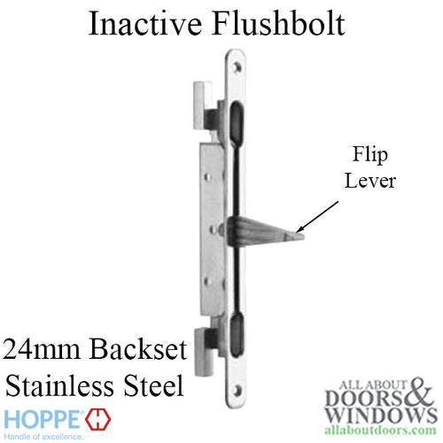 Inactive Flushbolt Rod, 24mm Backset, Flip Lever - Stainless - Inactive Flushbolt Rod, 24mm Backset, Flip Lever - Stainless