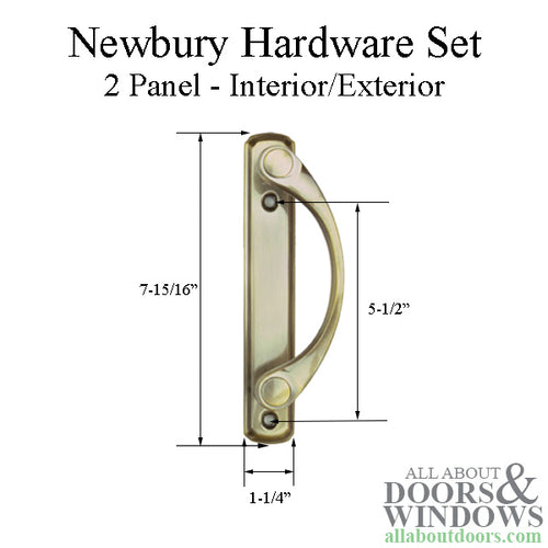 Andersen Newbury 2 Panel Gliding Door Hardware Set - Antique Brass - Andersen Newbury 2 Panel Gliding Door Hardware Set - Antique Brass