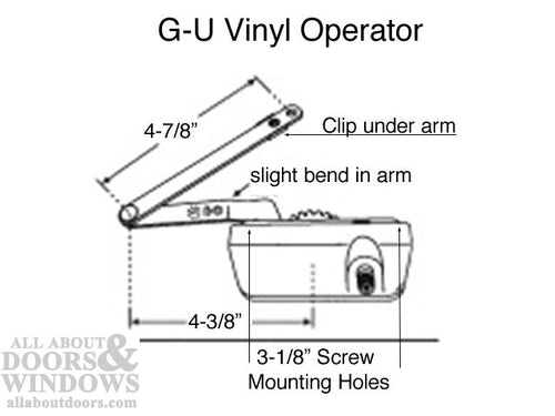 G-U Casement Operator, Plastic / Vinyl, RH - Discontinued - See Notes - G-U Casement Operator, Plastic / Vinyl, RH - Discontinued - See Notes