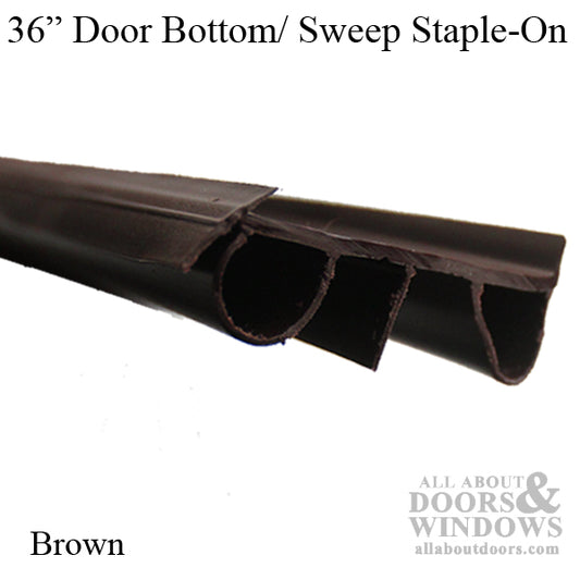 Door Bottom / Sweep, Staple-On,  Brown, 36 Inch