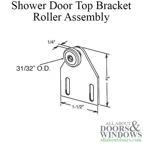 Adjustable Roller Assembly for Shower Doors Top Bracket 7/8