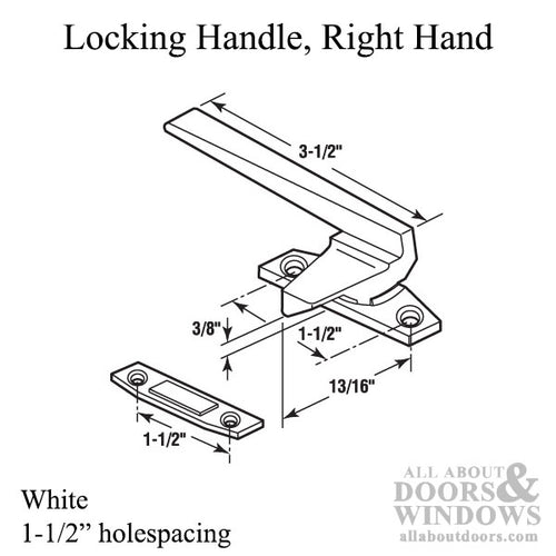 Locking Handle, Casement, Left Hand - White - Locking Handle, Casement, Left Hand - White