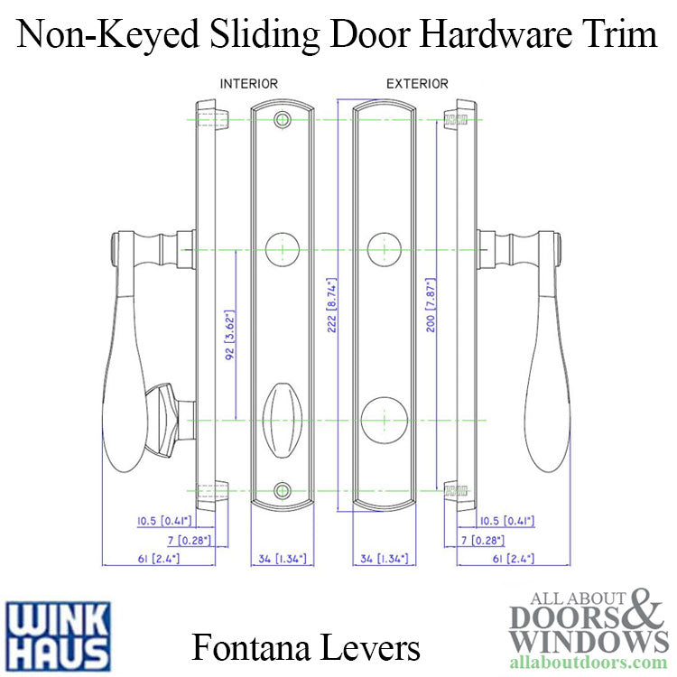 Fontana Style Winkhaus Sliding Door Handle Trim Non-Keyed - Fontana Style Winkhaus Sliding Door Handle Trim Non-Keyed