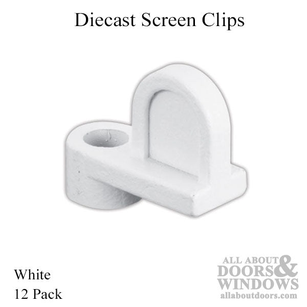 Diecast Screen Clips - 1/8 In - White - 12 Pack - Diecast Screen Clips - 1/8 In - White - 12 Pack