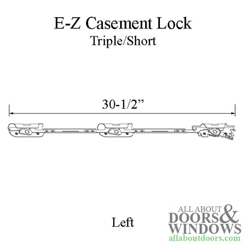 Andersen Perma-Shield Improved/E-Z Casement Lock - Triple/Short (Impact Resistant) - Left - Andersen Perma-Shield Improved/E-Z Casement Lock - Triple/Short (Impact Resistant) - Left