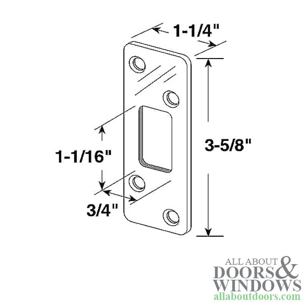 Deadbolt strike - Security - 1/4 inch Radius Corner - Brass - Deadbolt strike - Security - 1/4 inch Radius Corner - Brass