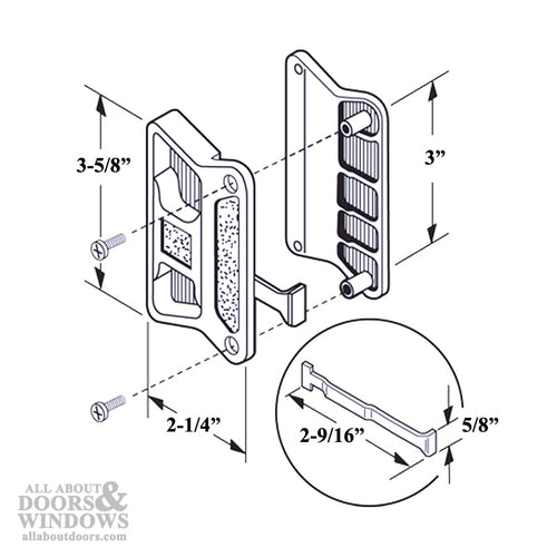 Non-Handed Latch & Pull for Sliding Screen Door - Black - Non-Handed Latch & Pull for Sliding Screen Door - Black