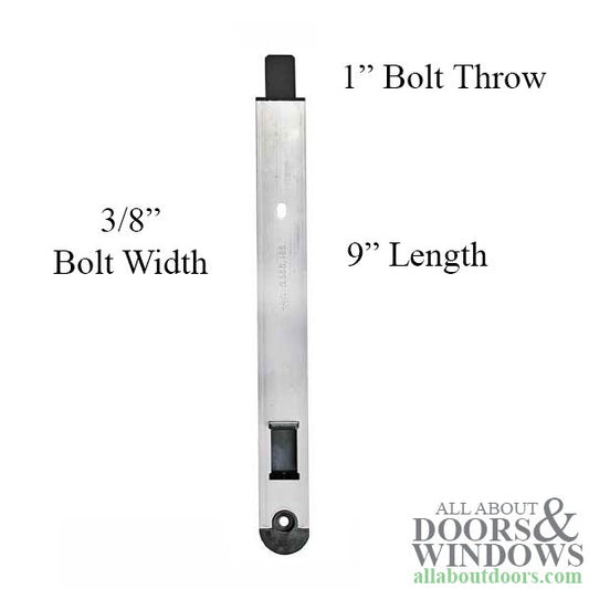 9" Magnum Flush Slide Bolt 3/8" Standard Profile, 3/8" width tip