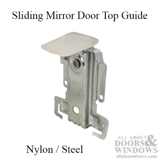 Sliding Mirror Door Top Guide, 3-7/16" Steel Housing, Nylon Guide