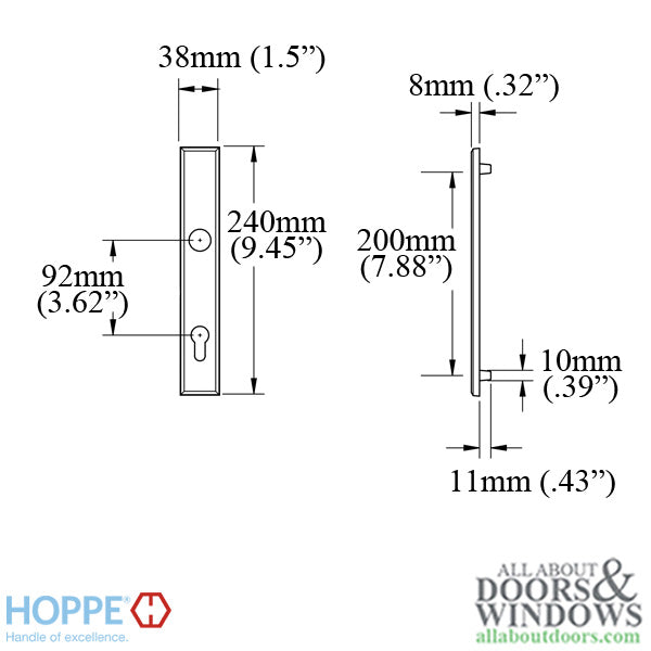 HOPPE Dallas Exterior Backplate M2161N for Active Handlesets - Matte Black - HOPPE Dallas Exterior Backplate M2161N for Active Handlesets - Matte Black