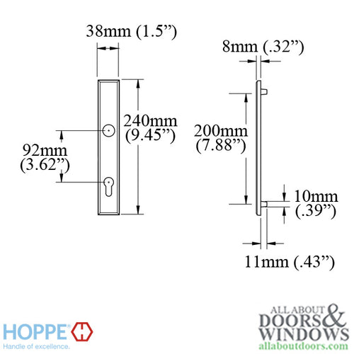 HOPPE Dallas Exterior Backplate M2161N for Active Handlesets - Matte Black - HOPPE Dallas Exterior Backplate M2161N for Active Handlesets - Matte Black