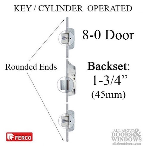 Secury Automatic Multipoint Lock, Key Operated, 45/92 8-0 Gear Driven Door