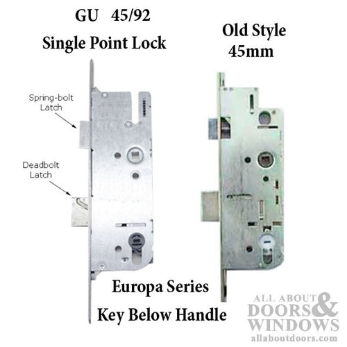 G-U Monolock 45/92 Single Door Lock, Key BELOW lever - Stainless Steel - G-U Monolock 45/92 Single Door Lock, Key BELOW lever - Stainless Steel