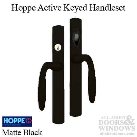 HOPPE HLS 9000 Sliding Door Handle Set Verona Lever Active Keyed Matte Black - HOPPE HLS 9000 Sliding Door Handle Set Verona Lever Active Keyed Matte Black