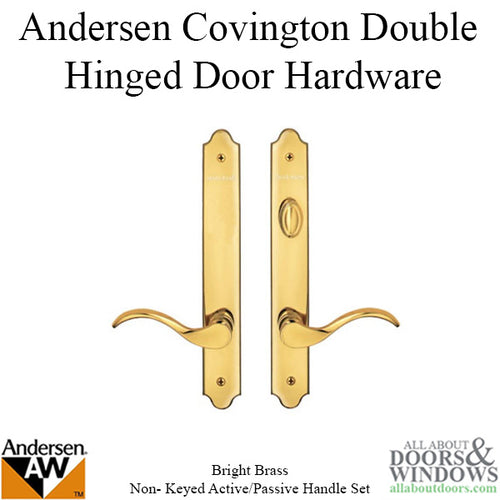 Hardware Kit, Double Door, Covington, Active / Passive -  Bright Brass - Hardware Kit, Double Door, Covington, Active / Passive -  Bright Brass