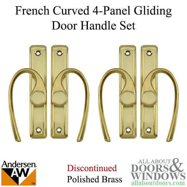 Gliding Door Hardware, French Curved 4-panel - Polished Brass - Gliding Door Hardware, French Curved 4-panel - Polished Brass