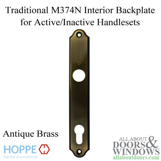 HOPPE Traditional Interior Backplate M374N for Active/Inactive Handlesets - Antique Brass