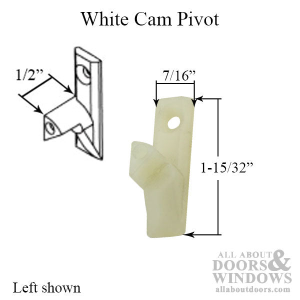 Tilt Window Cam Pivot, White - Left - Tilt Window Cam Pivot, White - Left