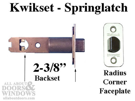 Kwikset Springlatch, 2-3/8, Radius Face - Brass