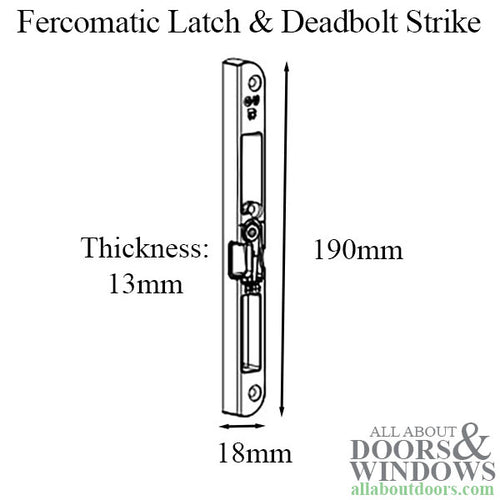 Fercomatic Latch & Deadbolt Strike, profile notching, Curved Ends, Left - Fercomatic Latch & Deadbolt Strike, profile notching, Curved Ends, Left