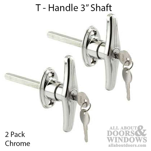 T-Handle - Chrome - 3 In Shaft - 2 pack - T-Handle - Chrome - 3 In Shaft - 2 pack