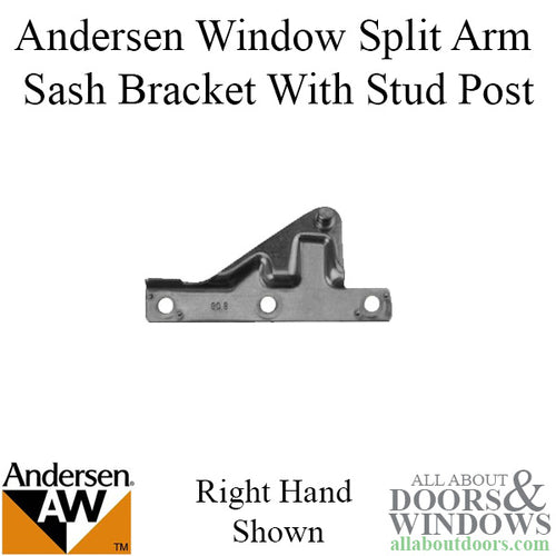 Andersen Window Split Arm Sash Bracket w/Screws & Stud - Right - Andersen Window Split Arm Sash Bracket w/Screws & Stud - Right