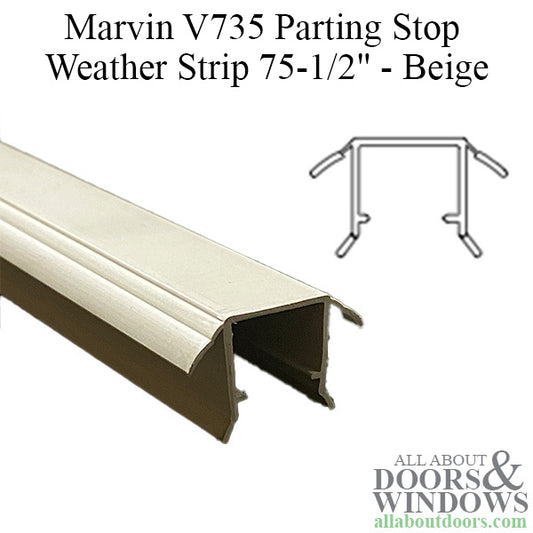 Marvin V735 Parting Stop Weather Strip for Stationary Jamb, 75" - Beige