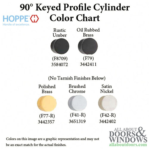 31.5 / 60.5 New Style HOPPE Non-Logo 90 Keyed Profile Cylinder Lock, Solid Brass, Choose Finish - 31.5 / 60.5 New Style HOPPE Non-Logo 90 Keyed Profile Cylinder Lock, Solid Brass, Choose Finish