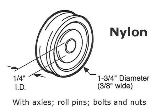 Roller - Sliding Patio Door, Nylon Wheel - Steel Ball Bearing - 1-3/4 inch Diameter - Roller - Sliding Patio Door, Nylon Wheel - Steel Ball Bearing - 1-3/4 inch Diameter