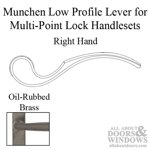 Munchen Low-Profile Lever Handle for Right Handed Multipoint Lock Handlesets - Oil-Rubbed Brass - Munchen Low-Profile Lever Handle for Right Handed Multipoint Lock Handlesets - Oil-Rubbed Brass