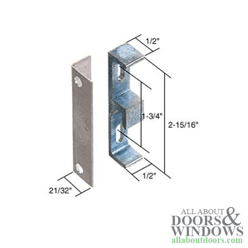 Strike Plate Keeper for Sliding Patio Door Face Mounted 1-3/4