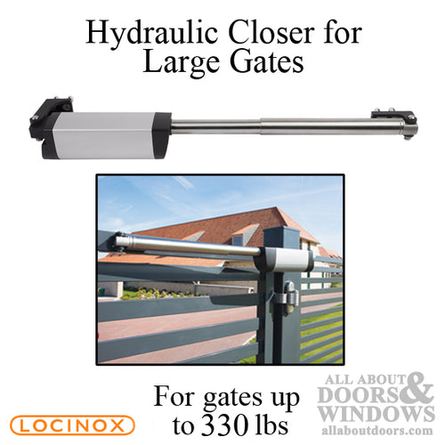 Locinox Samson Hydraulic Gate Closer for Large 3-6.5 Ft Gates up to 330 Pounds - Silver - Locinox Samson Hydraulic Gate Closer for Large 3-6.5 Ft Gates up to 330 Pounds - Silver