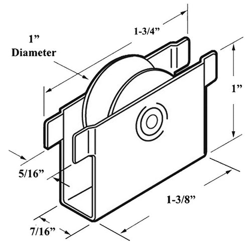 Bottom Roller Assembly with 1 Inch Nylon Wheel for Sliding Screen Door - Bottom Roller Assembly with 1 Inch Nylon Wheel for Sliding Screen Door