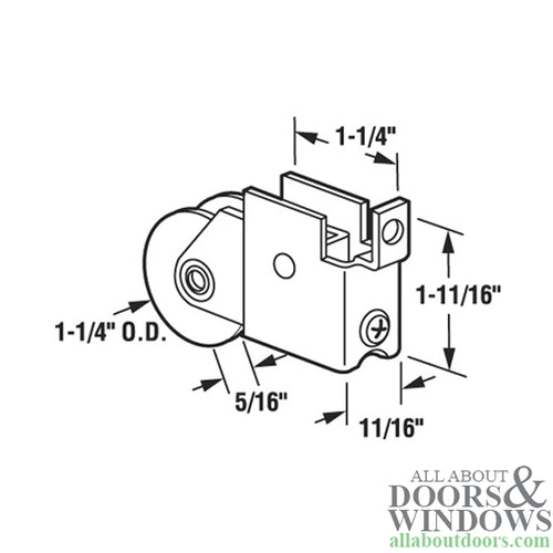 Sliding Door Roller L Tab Housing 1.5 Inch Single Steel Wheel Roller - Sliding Door Roller L Tab Housing 1.5 Inch Single Steel Wheel Roller
