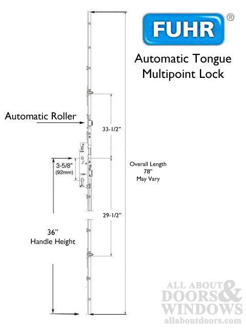 Fuhr Tongue Version Lock, Auto 1-3/4 inch backset, Discontinued - See Replacement Options - Fuhr Tongue Version Lock, Auto 1-3/4 inch backset, Discontinued - See Replacement Options