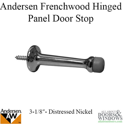 3-1/8 Door Stop, Andersen Frenchwood Hinged -  Distressed  Nickel - 3-1/8 Door Stop, Andersen Frenchwood Hinged -  Distressed  Nickel