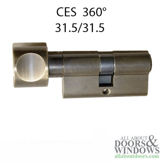 31.5/31.5 CES 360 Euro Keyed Cylinder, H-knob - Antique Brass