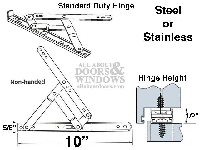 4 Bar Hinges 10 inch Window Track, Truth 34.11 Stainless Steel - 4 Bar Hinges 10 inch Window Track, Truth 34.11 Stainless Steel