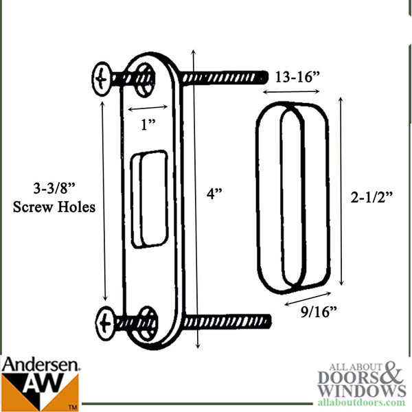 Andersen Perma-Shield Metal 4 Inch Gliding Door Strike and Liner for 2 Panel Door - Andersen Perma-Shield Metal 4 Inch Gliding Door Strike and Liner for 2 Panel Door