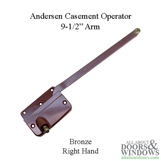 Discontinued Andersen Left Hand Operator and Handle, 9-1/2 Inch Arm and Round Shoe - Bronze