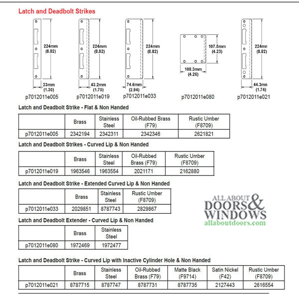 Strike Plate, PT0003N, Radius Tongue 1.00 x 4.62 -Brass - Strike Plate, PT0003N, Radius Tongue 1.00 x 4.62 -Brass