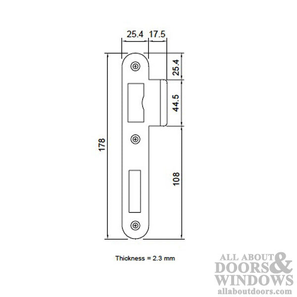 Strike Plate, Latch & Deadbolt, Curved Lip,  Radius Corners - Strike Plate, Latch & Deadbolt, Curved Lip,  Radius Corners