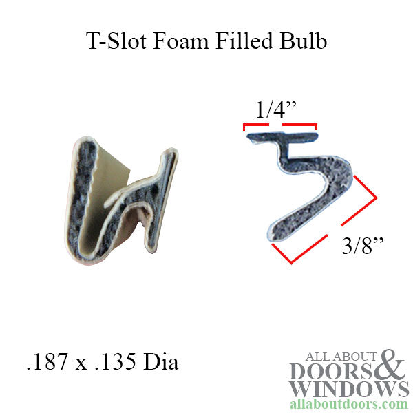 Weatherstrip, C-Fold, .270 T-Slot Backing, .355 Reach - Weatherstrip, C-Fold, .270 T-Slot Backing, .355 Reach