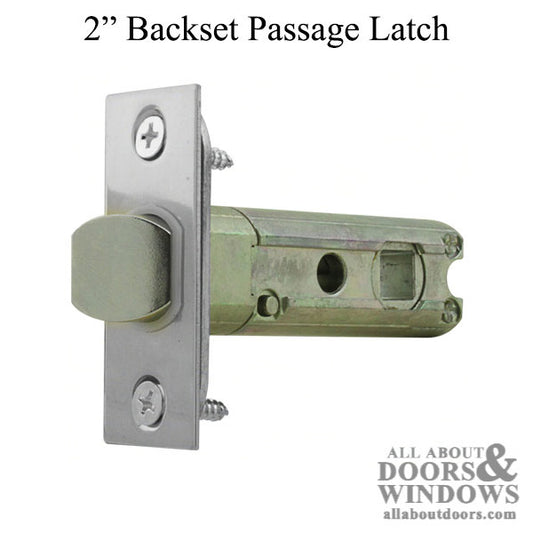 2 inch Backset Spring Latch, Square Face - Brushed Stainless Steel