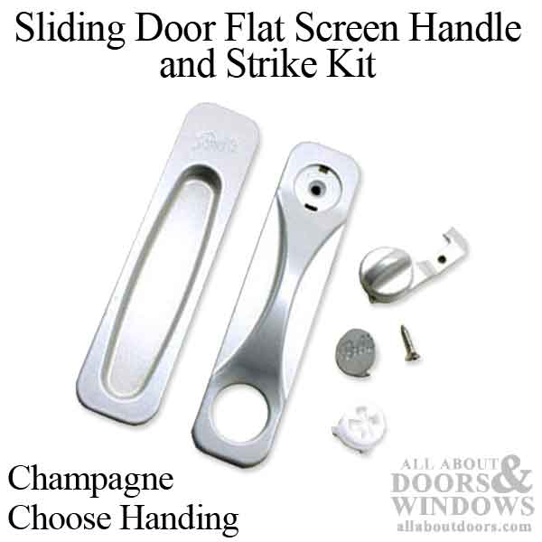 Sliding Door Flat Screen Handle and Strike Kit, Metal, 2005/Current - Champagne - Sliding Door Flat Screen Handle and Strike Kit, Metal, 2005/Current - Champagne