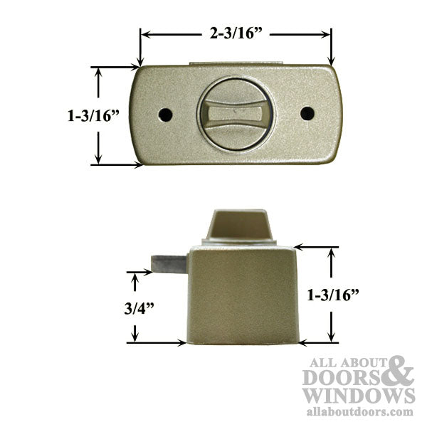 Storm Door Deadbolt Inside Lock 0.75 Inch Offset 0.20 Inch Throw Champagne - Storm Door Deadbolt Inside Lock 0.75 Inch Offset 0.20 Inch Throw Champagne