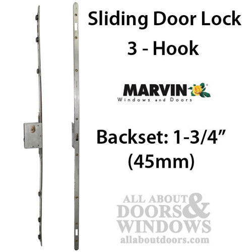 Marvin Multipoint Sliding Door Lock 3 hooks, 1-3/4 backset - Stainless Steel - Marvin Multipoint Sliding Door Lock 3 hooks, 1-3/4 backset - Stainless Steel