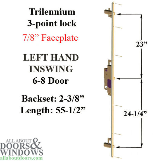 Trilennium 3070, 55-9/16,  6-8 door, LHIS, 2-3/8 bs, 7/8" Face, No Strikes