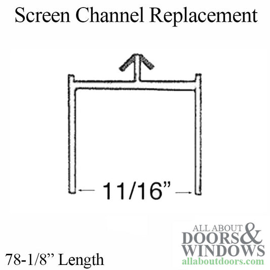 Screen Channel Replacement, Head track Sliding door, 78-1/8 length - Bronze