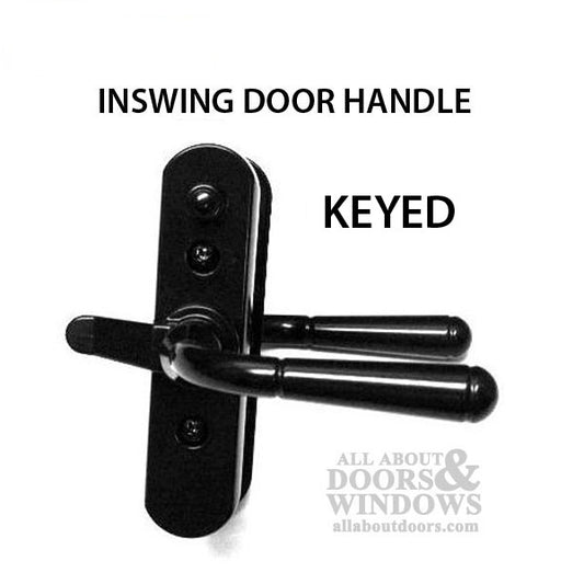 Inswinging storm /screen door lever Keyed - Black